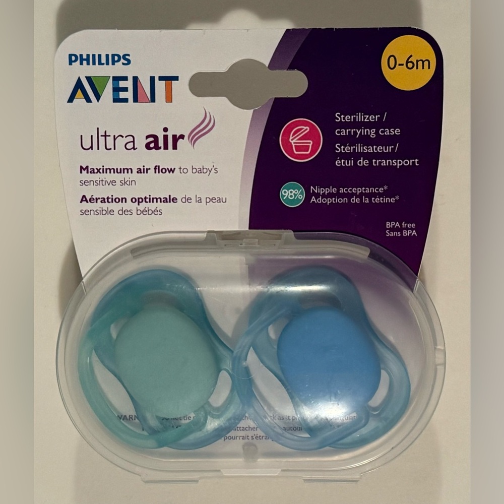 Philips Avent Ultra Air Blue & Green Pacifiers, 2 Pack, 0-6 Months